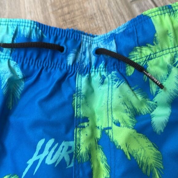 NWT HURLEY Palms‎ Boys Boardshorts Swim Electric Blue Size 6 Palm Trees - Picture 5 of 12